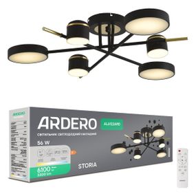 Світлодіодна люстра Ardero AL6122ARD STORIA 56Вт чорний золото