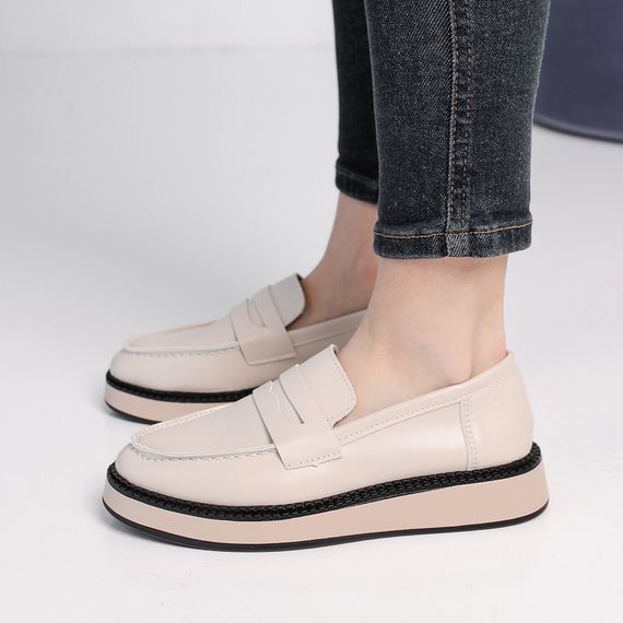 Лоферы женские Fashion Ann 3907 40 размер 25,5 см Бежевый | Зображення 3