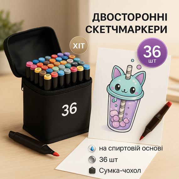Скетч-маркери сумкою 36, Хороші фломастери для малювання, Маркери для дітей Маркери дизайнерів AJ-61