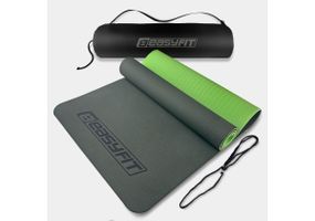 Килимок для йоги та фітнесу EasyFit TPE+TC 6 мм двошаровий + Чохол чорний із зеленим (EF-1924s-BG)