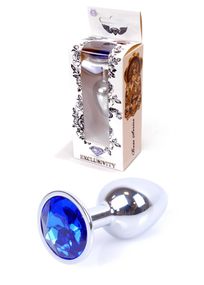 Анальна пробка B - Series HeavyFun Jewellery Silver Plug, темно-синя