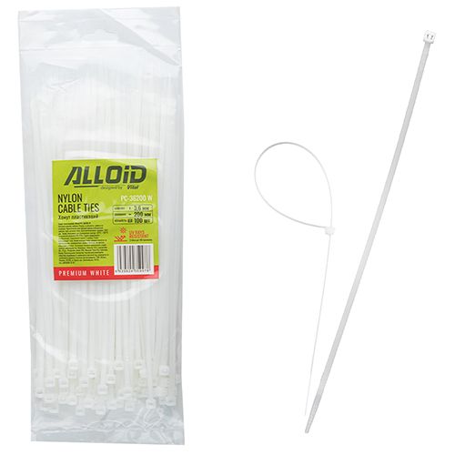 Хомут пластиковий Alloid 3.6 х 200 100 шт./уп. білий