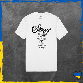 Футболка унісекс Stussy базова Стусcі чорне лого принт Білий, 2XS