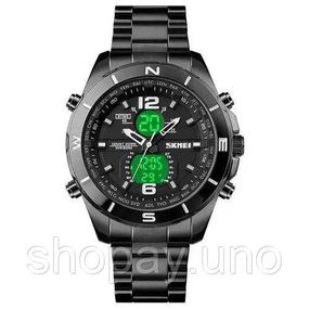 Годинник наручний чоловічий SKMEI 1670BKWT BLACK-WHITE, Армійський годинник протиударний