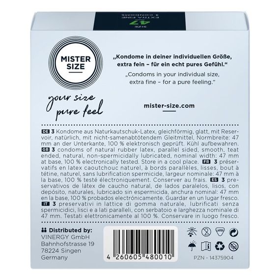 Презервативи Mister Size - pure feel - 47 (3 condoms), товщина 0,05 мм | Зображення 2