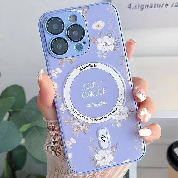 TPU+PC чехол Secret Garden with MagSafe для Apple iPhone 15 Pro (6.1") Lilac | Зображення 1