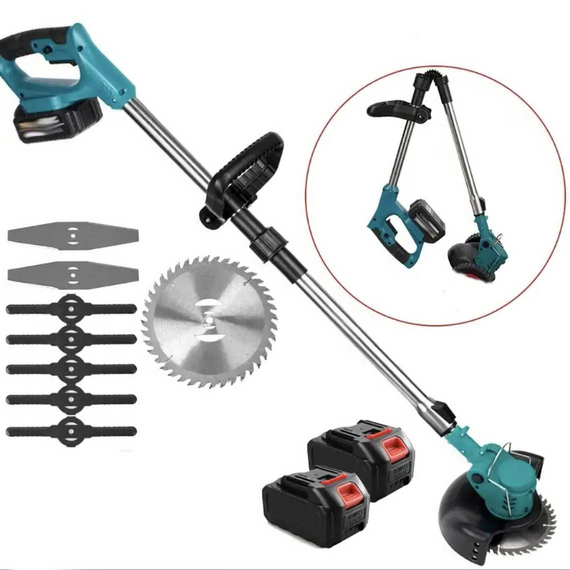 Акумуляторна газонокосарка для догляду за газоном на 2 акумулятори, три різновиди лез