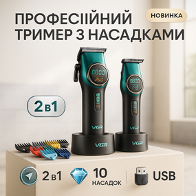Машинка для стрижки волос для профессионалов VGR V-885 S2 GREEN Электромашинка волос GO-29