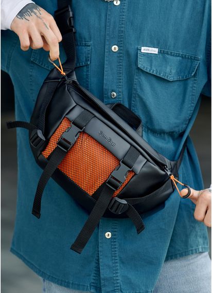 Чоловіча сумка бананка Sambag Dynamicdart чорно-помаранчева 38 × 21 × 7 см (80411129m) | Зображення 4