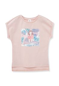Футболка для дівчат пудрова з малюнком, 146