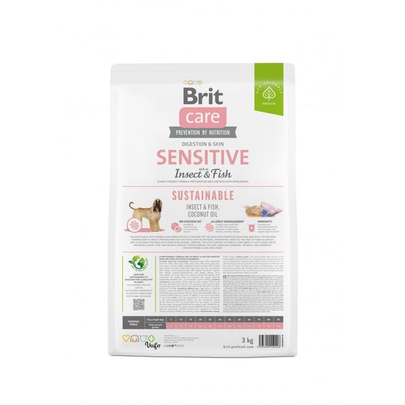 Корм сухий Brit Care Dog Sustainable Sensitive для собак з чутливим травленням з рибою та комахами 3 кг | Зображення 4