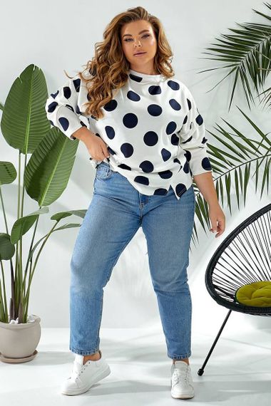 Світшот жіночий в горох, колір молочний, 257R332 | Зображення 4