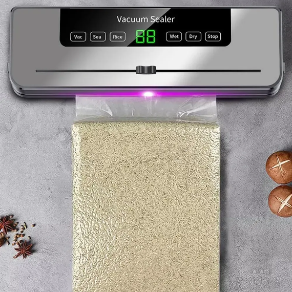 Вакуумний пакувальник для продуктів з LED-дисплеєм та різаком, FKJ-5100 / Побутовий вакууматор / Машинка для вакуумного пакування | Зображення 3