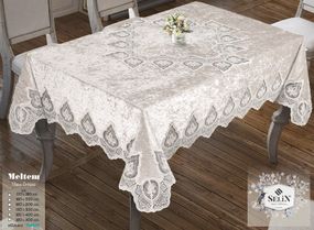 Велюровая скатерть Selin Meltem 160х300 Кремовый