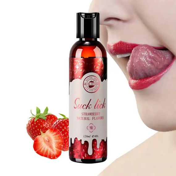 Оральний лубрикант Suck Lick з ароматом та смаком полуниці 120 ml | Зображення 1