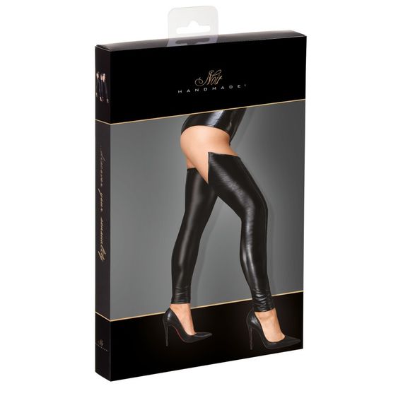 Панчохи зі вставкою з вінілу F196 Noir Handmade M sexstyle | Зображення 1