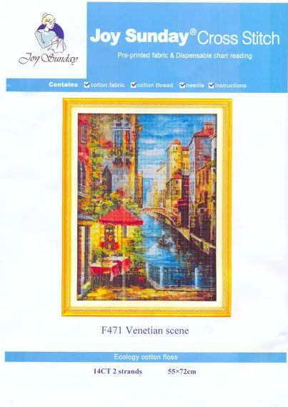 Набір для вишивання за нанесеною на канву схемою "Venetian scene". AIDA 14CT printed 55*72 см | Зображення 1