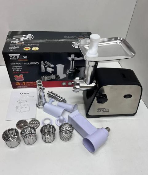 Електром'ясорубка + соковитискач та з шатківницею 4 насадки Zepline ZP-203 | Зображення 1