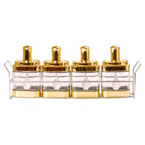 Банки для сипучих продуктів набір з 4 шт скляні на металевій підставці, золото