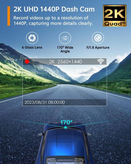 Відеореєстратор автомобільний з SD-картою в комплекті, Нічне бачення, Циклічний запис, Gсенсор, Монітор п | Зображення 2