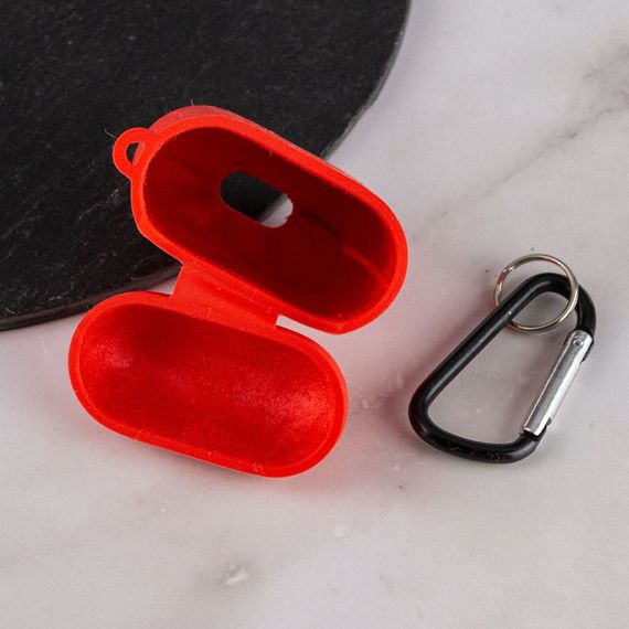 Силиконовый футляр с микрофиброй для наушников Airpods 1/2 Красный / Red | Зображення 3