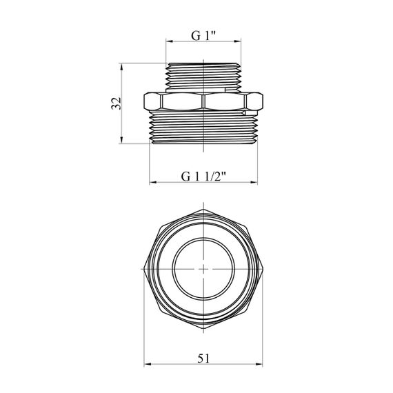 Ніпель перехідний STA 1 1/2"х1" ЗЗ латунний | Зображення 1