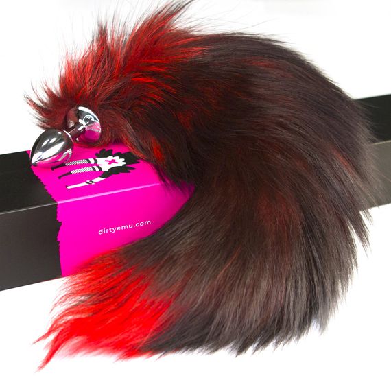 Анальная пробка-хвостик S из натурального меха RED цвет красный sexstyle