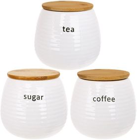 Набір 3 банки Merceyl "Sugar, Tea, Coffee" по 750мл, кераміка з дерев'яними кришками