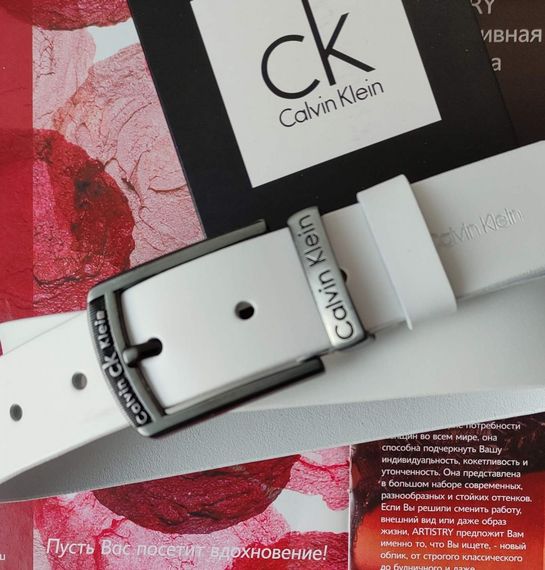 Белый кожаный ремень Calvin Klein | Зображення 1