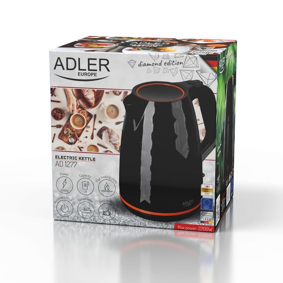 Електрочайник Adler AD 1277 чорний 1,7 л, 2200 Вт | Зображення 9