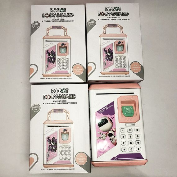 Скарбничка-сейф ROBOT BODYGUARD з кодовим замком відбитком пальця і купюропріємником. BH-596 Колір рожевий | Зображення 8
