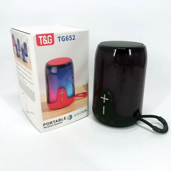 Портативна колонка TG652 5W з RGB підсвічуванням та ремінцем, колонка з акумулятором блютуз. Колір: зелений | Зображення 5