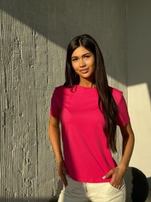 Женская летняя классическая футболка KV3333 цвет малиновый, размер 42/46 onesize