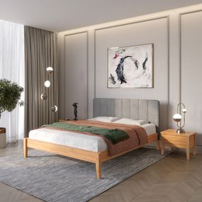 Односпальне дерев&#039;яне ліжко Mebigrand Лондон ДК Вільха/Аляска 93 (Сірий) Б1 90х190 см (MBG-6715)