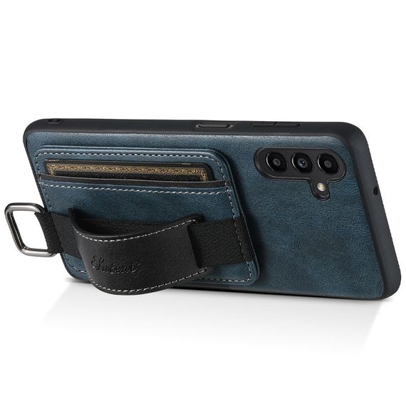 Кожаный чехол Wallet case and straps для Samsung Galaxy S24+ Синий / Blue | Зображення 3