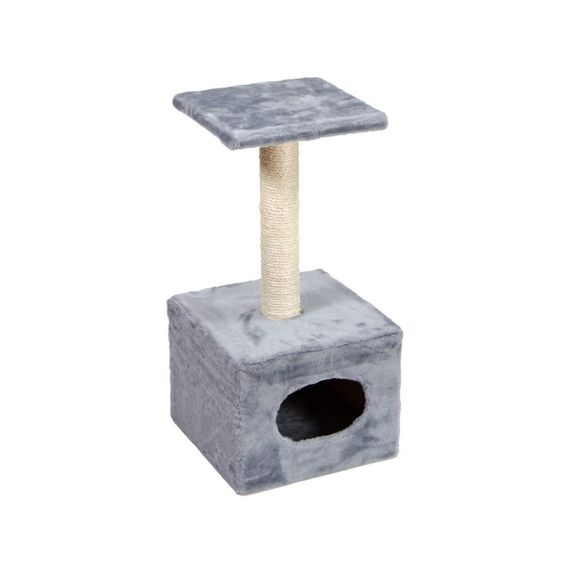 Дряпка Природа Д1 для котів з будкою сіра 32x32x65 см