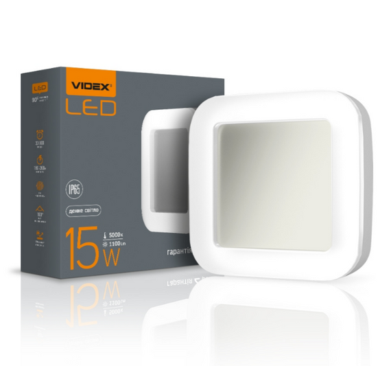 LED Світильник 15W 5000К 220V квадратний Videx