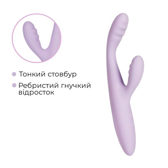 Тонкий кролик-вибратор Svakom Cici+ 2 Lilac, управление со смартфона, подогрев до 38 °C | Зображення 5