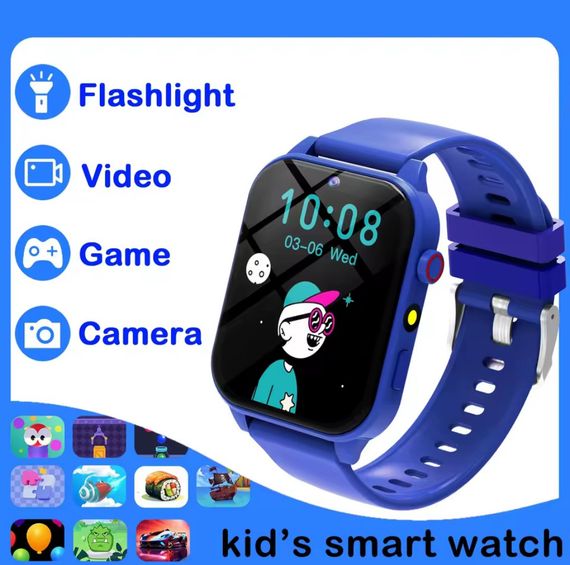 Дитячий розумний годинник із камерою, іграми, моніторингом сну, крокомірром, будильником, калькулятором, ліхтариком та ін. Сині | Зображення 9
