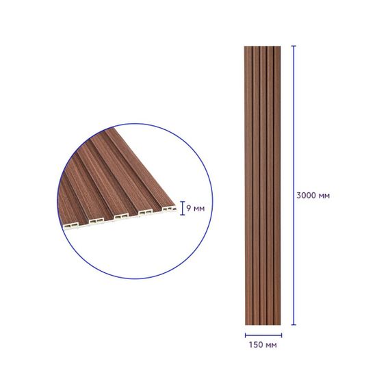 Рейка декоративна WPC стінова 3000х150х9мм Капучино SW-00001868 | Зображення 2