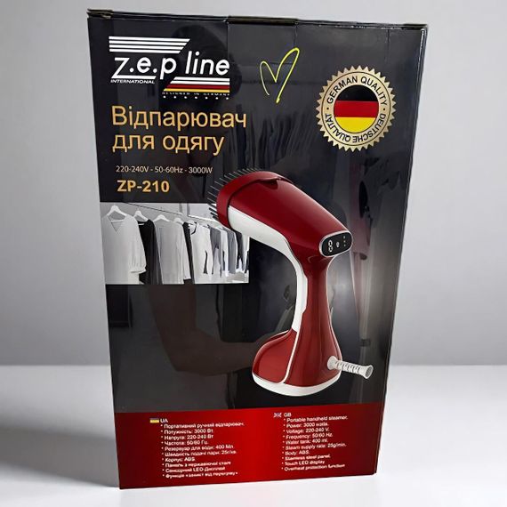 Ручний відпарювач для одягу Червоний Zepline ZP-210 — швидка пара, делікатний догляд, 400 мл | Зображення 4
