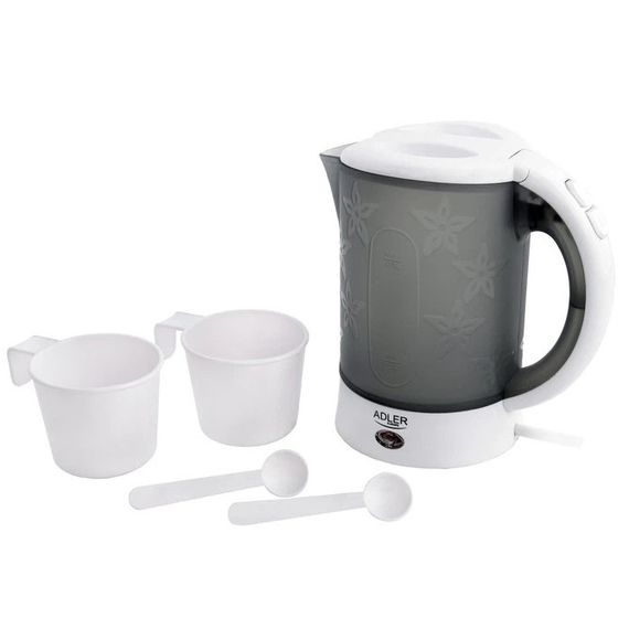 Электрочайник чайник с чашками и ложечками набор в дорогу Adler AD 1268 0.6Л 600Вт UE-92