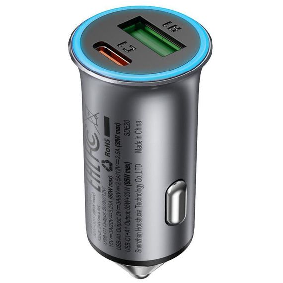 АЗП Acefast B16 PD65W+QC3.0 total 95W (1USB-A/1C) Gray | Зображення 2