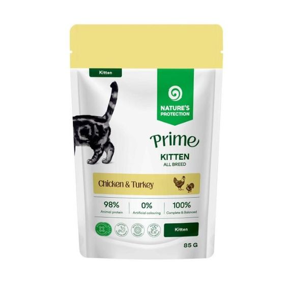 Вологий корм для кошенят з куркою та індичкою Nature's Protection Prime Kitten Chicken Turkey, 85 гр