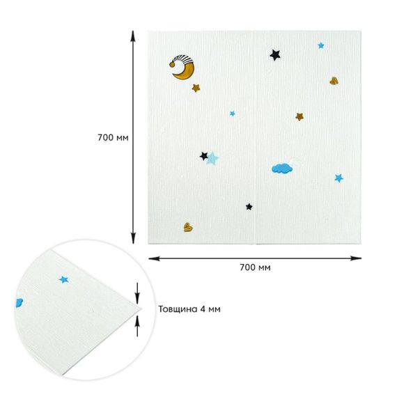 Панель стінова 3D 700х700х4мм Зірки та місяць на білому фоні SW-00001970 | Зображення 2