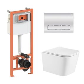 Готове рішення Qtap для ванної кімнати: підвісний унітаз Crow Ultra Quiet 490x360x290 + комплект інсталяції Nest 4 в 1 (лінійна