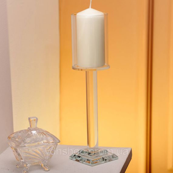 Подсвечник стеклянный на ножке 6.5×26 см подсвечник бокал декоративный прозрачный HP-4-42L | Зображення 3