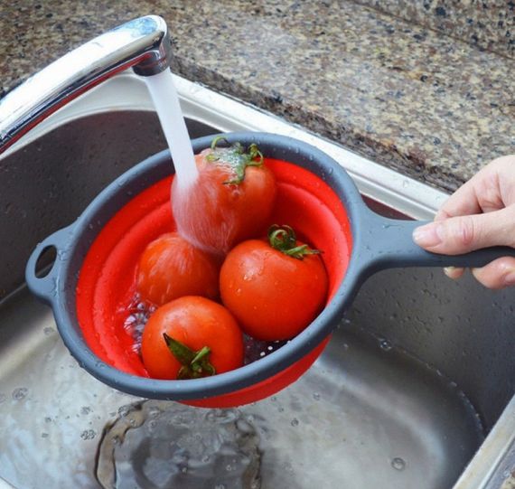 Дуршлаг A-Plus  силиконовый складной с удобной ручкой 34,5х17,7х8,5 Красный | Зображення 1