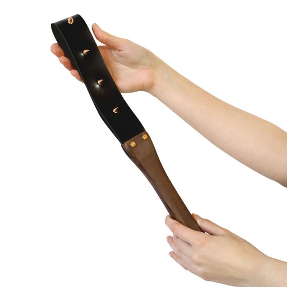Ляскалка з шипами та дерев'яною ручкою Art of Sex - BDSM Strong, натуральна шкіра sexstyle | Зображення 3