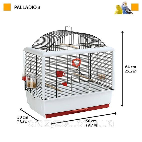 Клітка для канарок та маленьких птахів Ferplast Palladio 3 біла 50х30х64 см 52057811 | Зображення 1